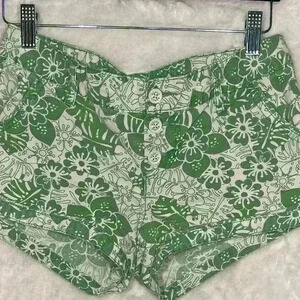 Bongo Retro Vintage Boho Floral Shorts Green White Womens Paisley Daisy Dukes 5
